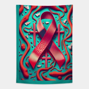 Thrombosis Awareness Ribbon with Cross Tapestry