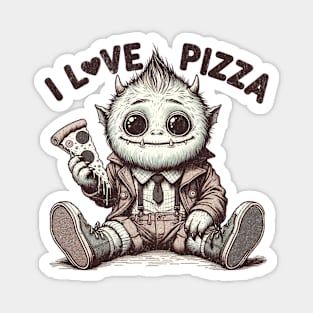 I love pizza Monster Retro Artwork Funny Vintage design for Pizza Lovers Magnet