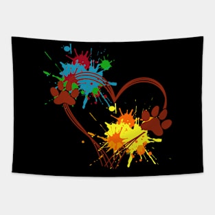 Woman & Dog paw Floral Tapestry