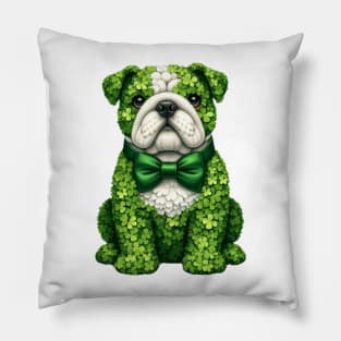 Clover Bulldog St Patricks Day Pillow