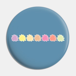 Multi Color Daisy Flower Row Minimal Graphic Art Pin