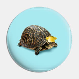 Turtle with nice cup hat Pin