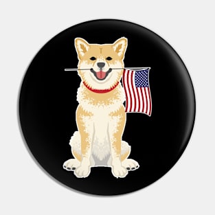 American Flag Shiba Inu Dog Love Pin