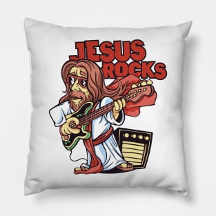 Funny Jesus Rocks with Bass Guitar Pillow