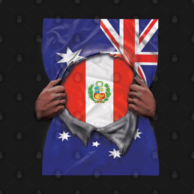 Peru Flag Australian Flag Ripped - Gift for Peruvian From Peru by Country Flags