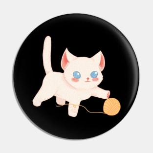 Funny And Cute Cat With A Ball Of Wool Pin