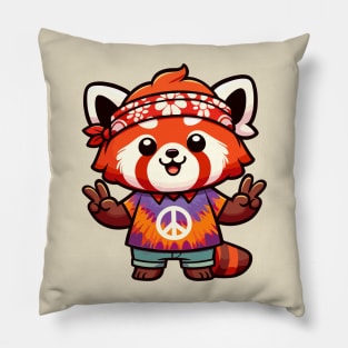 Red Panda's Hippie Peace Pillow