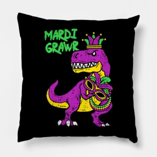 Mardi Grawr TRex Dino Kids Mardi Gras Boys Pillow