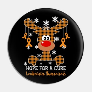 Reindeer Hope For A Cure Leukemia Awareness Christmas Pin