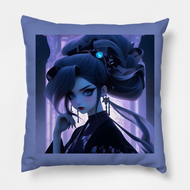 Japanese gothic girl Pillow by Spaceboyishere