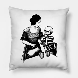 Woman skeleton drink Pillow