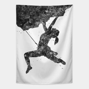 Climber girls black and white Tapestry