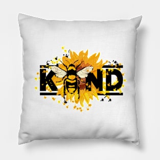 Be Kind Sunflower and Bee Motivational Message Pillow