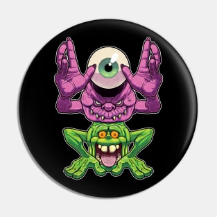 Bug eyed ghost and Slimer Pin