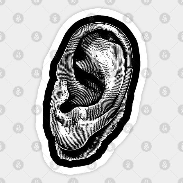 Vintage Style Ear Engraving - Ears - Sticker | TeePublic