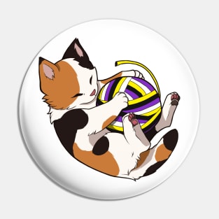 Nonbinary Pride Calico Cat Pin