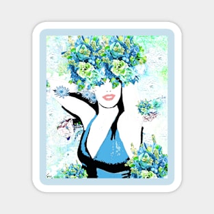 BLUE FLOWERS FOR A BEAUTIFUL GIRL Magnet