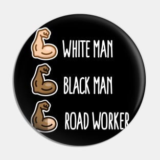 White man black man road worker paving emoticon (light design) Pin