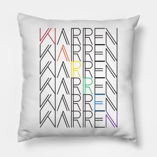 warren rainbow text stacks Pillow