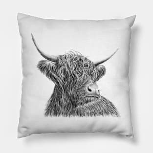 Highland Cow Sketch Pillow