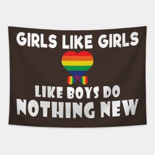 Girls Like Girls Like Boys Do Nothing New - Lesbian Couple Gift - Lesbian Pride LGBT Tapestry