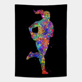 Rugby player girl watercolor Tapestry