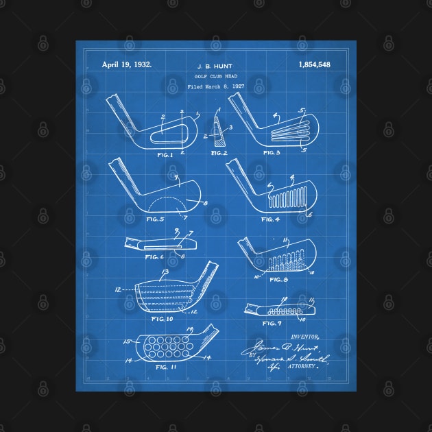 Golfing Iron Patent - Golf Fan Golfer Gift Art - Blueprint by patentpress