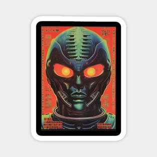 Vintage Japanese Retro Sci-Fi Alien Man Art Graphic - Nostalgic Extraterrestrial Aesthetics Magnet