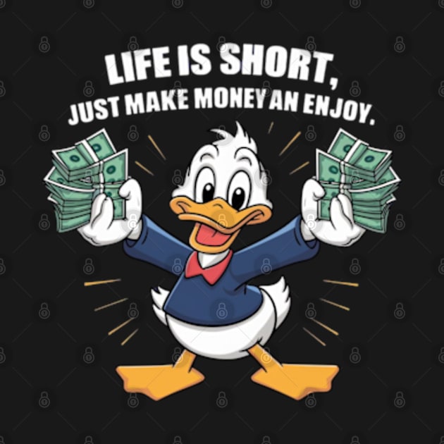 A vectordesign trending concept for A cartoon happy character duck, holding bundles of money in both his hands. (2) by YolandaRoberts