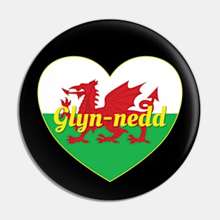 Glyn-nedd Cymru UK Baner Cymru Calon Pin