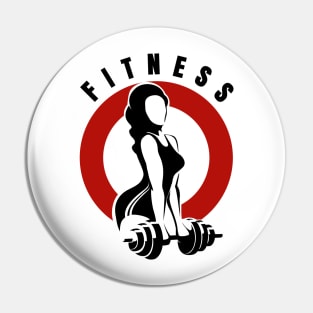 Woman with barbell fitness Emblem Pin