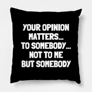 Your opinion matters...to somebody...not to me but somebody Pillow