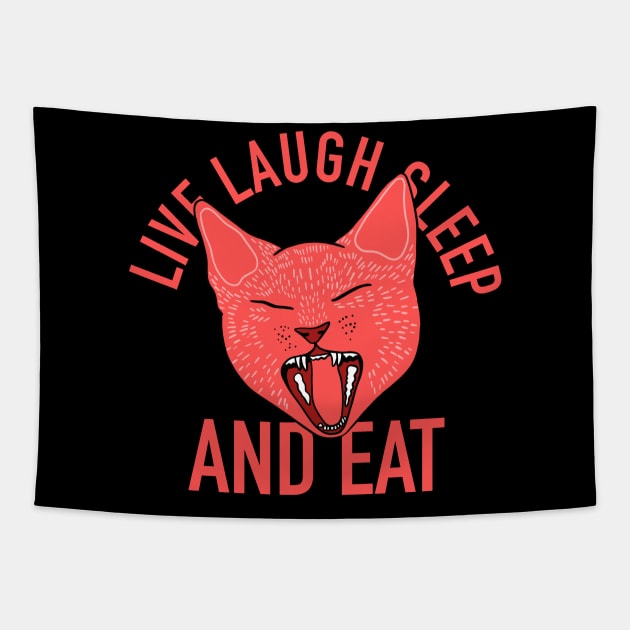 Cute Cat Yawning - Live Laugh Sleep - Aesthetic Tumblr Meow Kitty Tapestry by isstgeschichte