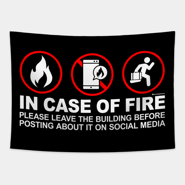 IN CASE OF FIRE Tapestry by officegeekshop