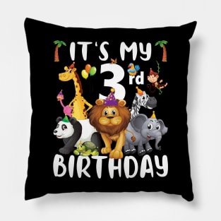 Its My 3rd Birthday Safari Jungle Zoo Lovers Birthday Party Pillow