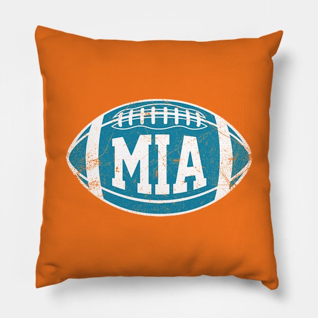 MIA Retro Football - Orange Pillow by KFig21