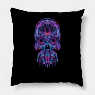 Electroluminated Skull - Vaporwave Neon Pillow