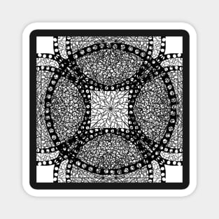 Black and White Circles and Webbing Pattern Magnet