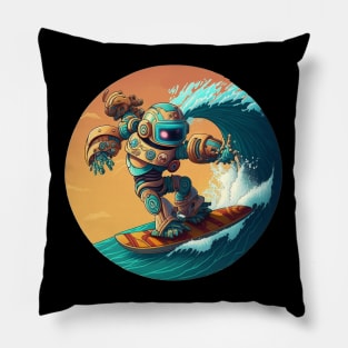 robot enjoying the waves Pillow
