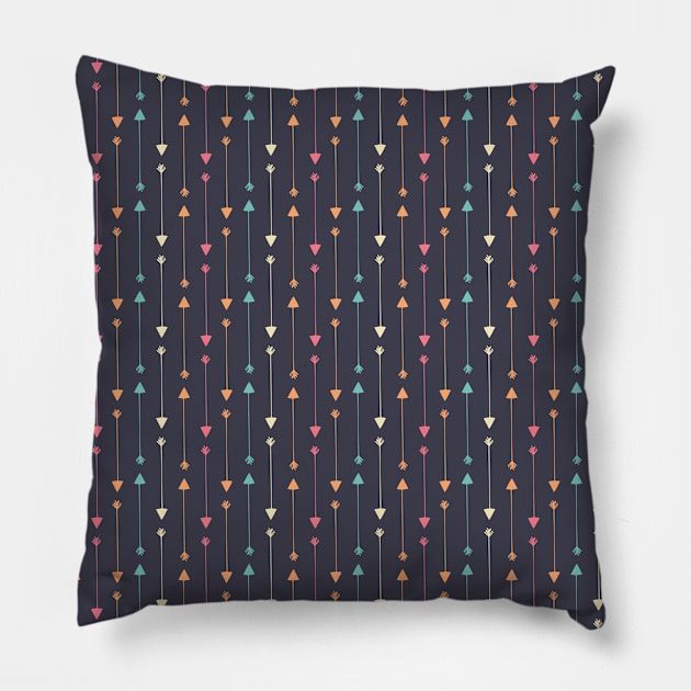 Navy Tribal Arrow Design Pattern Pillow by Rengaw Designs