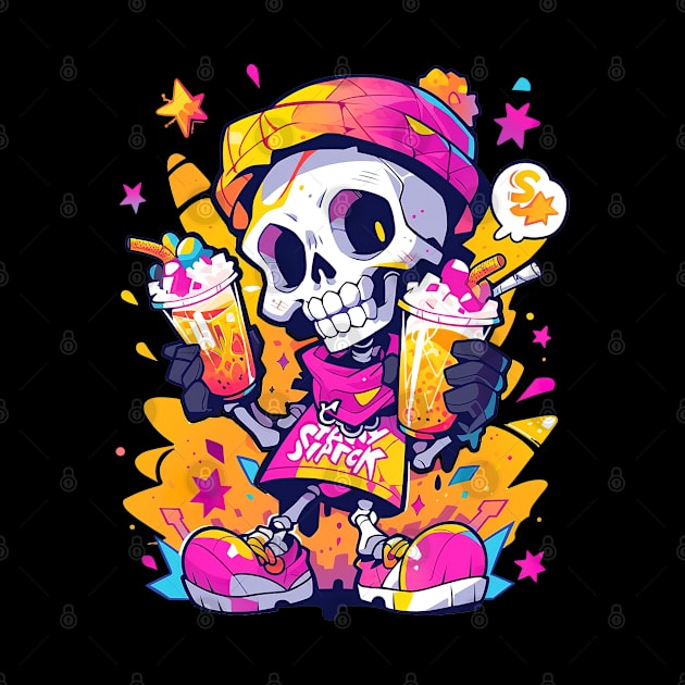 Pastel Party Punk Skeleton by The Little Store Of Magic