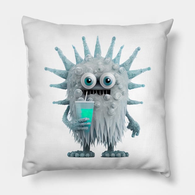 Meet Slurpee: The Cool and Collected Ice Monster Pillow by PixelProphets