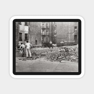 Boys Playing Sandlot Ball, 1954. Vintage Photo Magnet