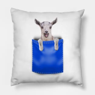 Pocket Goat (Blue) Pillow