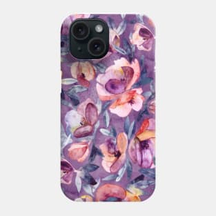 May Afternoon - a watercolor floral in purple and peach Phone Case