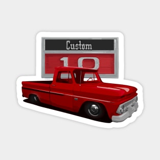1966 Slammed Red Chevy C10 Truck Magnet