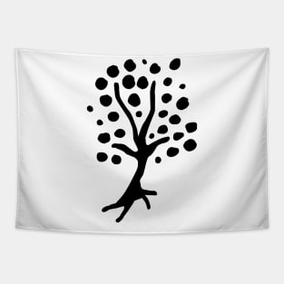 Cute Black Tree Doodle Art Tapestry