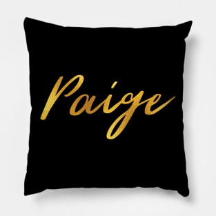 Paige Name Hand Lettering in Faux Gold Letters Pillow