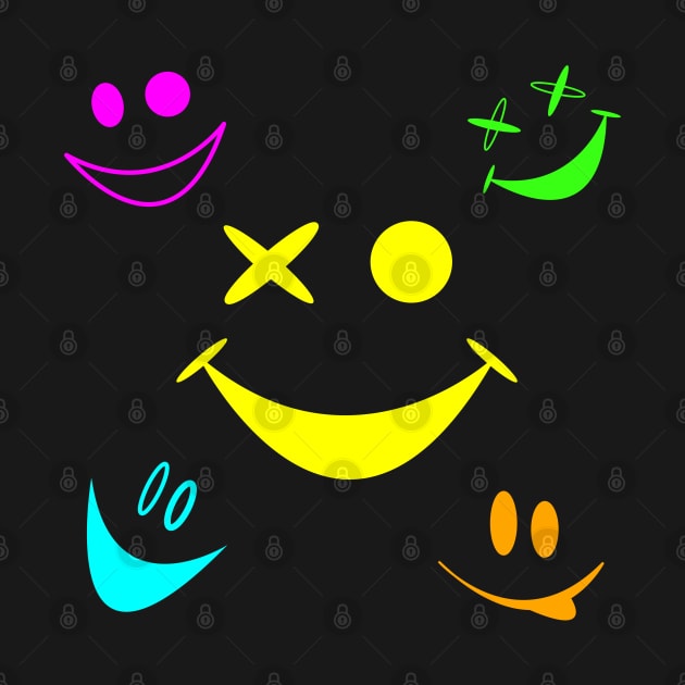 Neon Smiley Spectrum No 1 by Fun Funky Designs