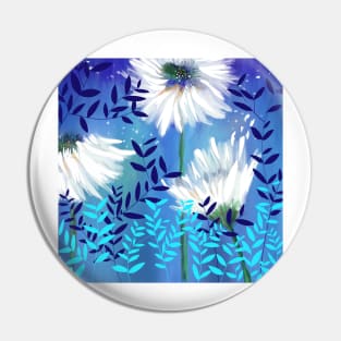 Blue Tranquility Flower Meadow Pin